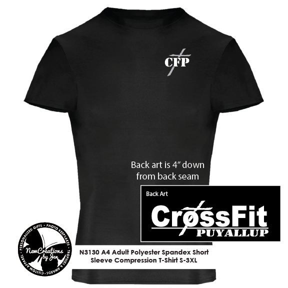 Camiseta de compresión de manga corta de poliéster y elastano para adultos CrossFit A4