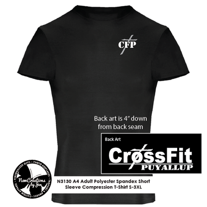 Camiseta de compresión de manga corta de poliéster y elastano para adultos CrossFit A4