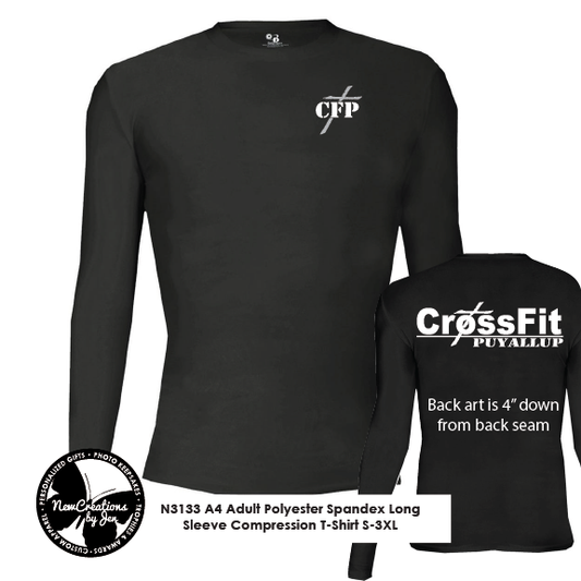 Camiseta de compresión de manga larga de poliéster y elastano para adultos CrossFit A4
