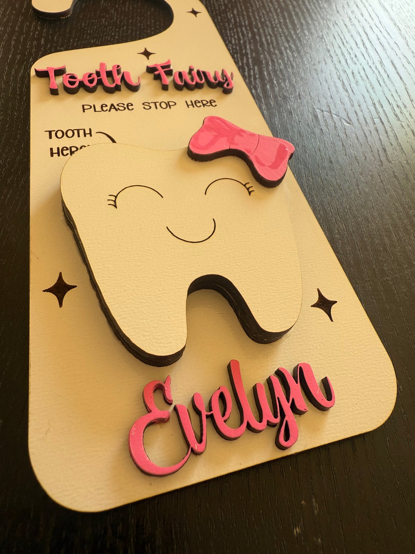 Personalized Tooth Fairy Door Hanger – Tooth & Money Holder