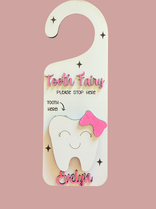 Personalized Tooth Fairy Door Hanger – Tooth & Money Holder