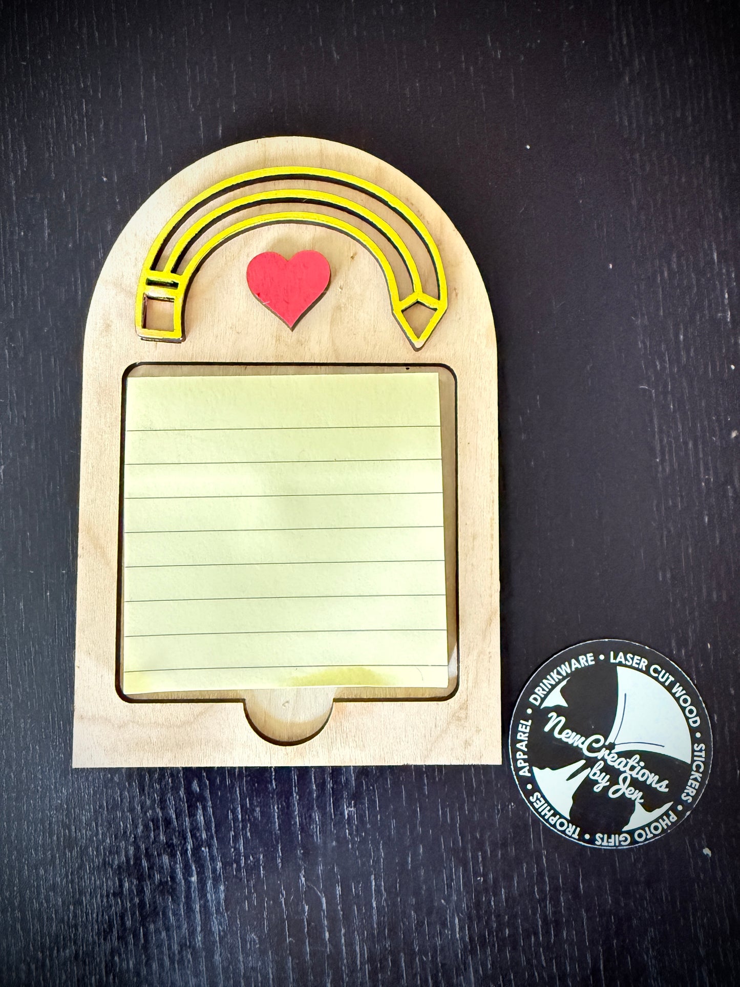 Personalized Wooden & Acrylic Accent Post-it Note Holder