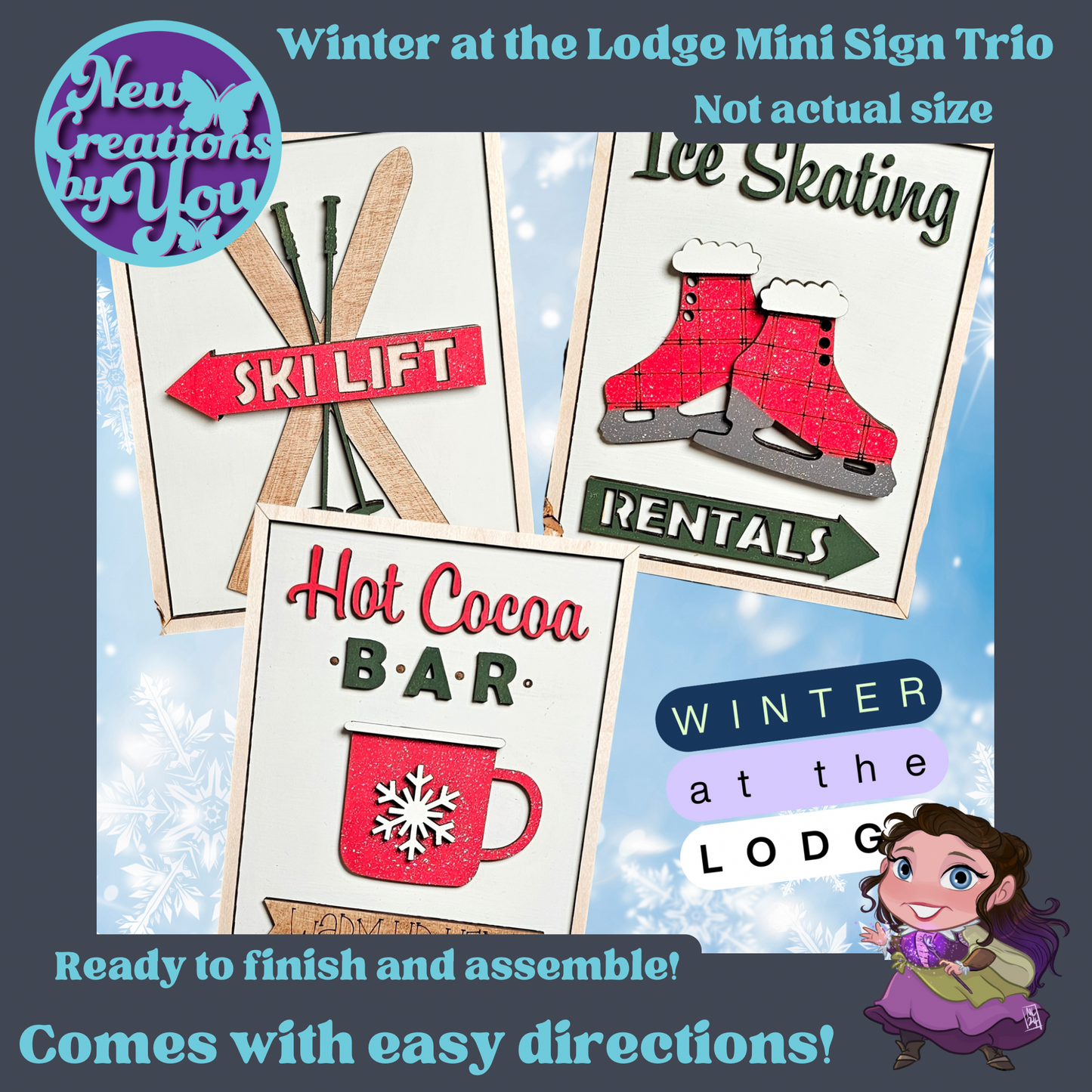 Trío de mini carteles de invierno en el Lodge