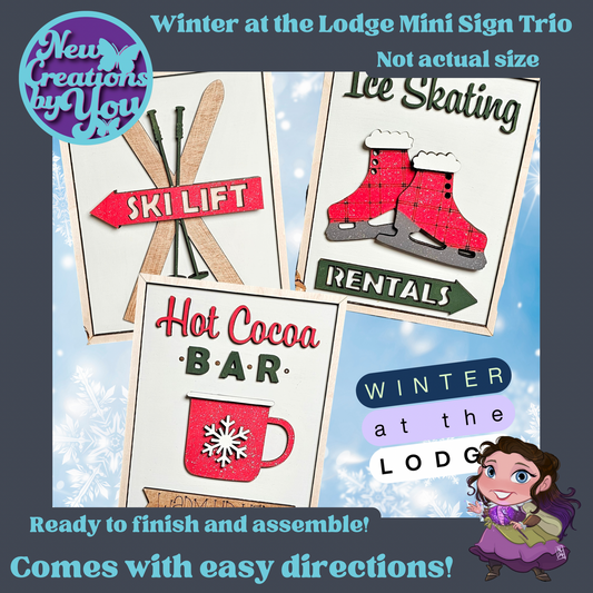 Trío de mini carteles de invierno en el Lodge