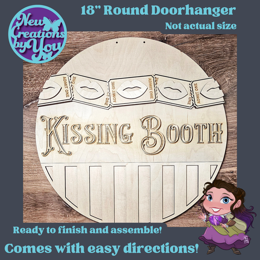 Letrero redondo de Kissing Booth: letreros decorativos para el hogar listos para pintar