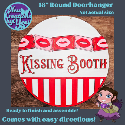 Letrero redondo de Kissing Booth: letreros decorativos para el hogar listos para pintar