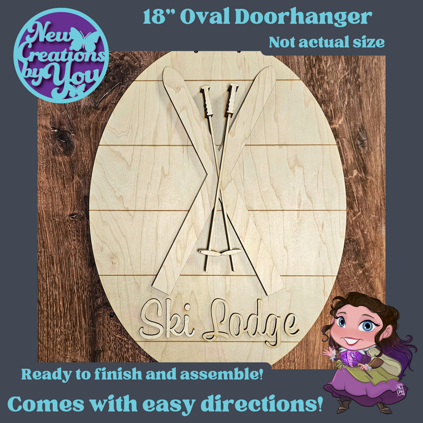 Letrero colgante de puerta de Ski Lodge: letreros decorativos para el hogar listos para pintar