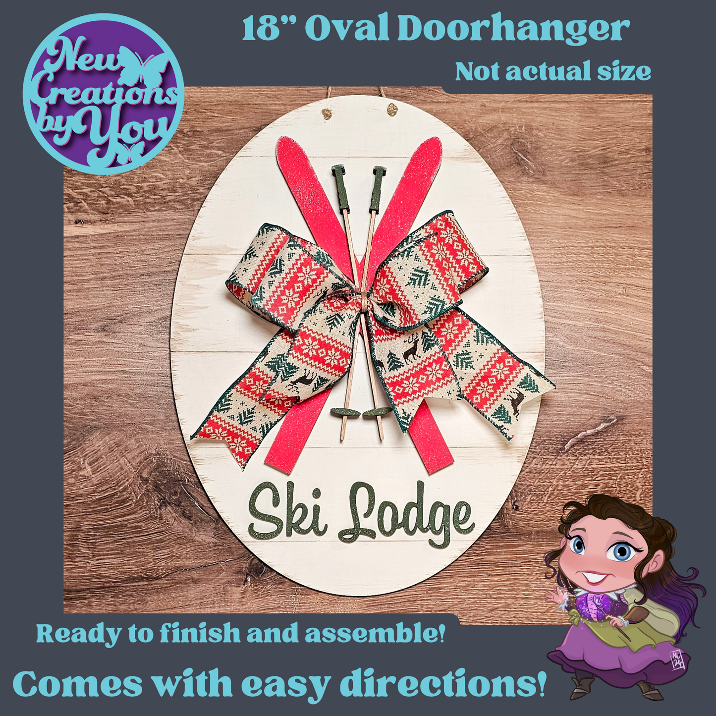 Letrero colgante de puerta de Ski Lodge: letreros decorativos para el hogar listos para pintar
