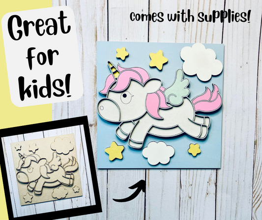 Unicornio en 3D - Nuevas creaciones del kit de pintura para niños