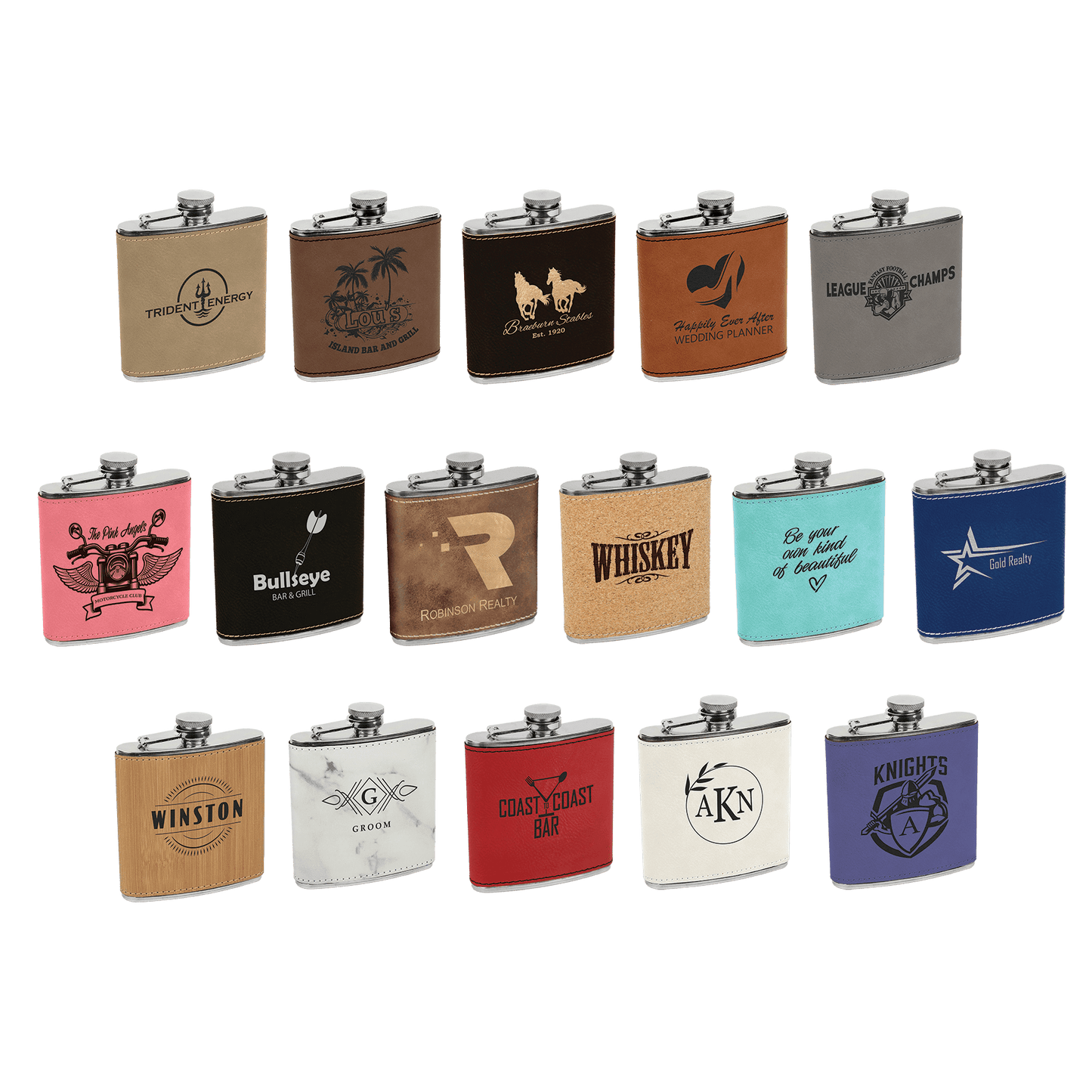 Personalize Leatherette Flask - 6oz