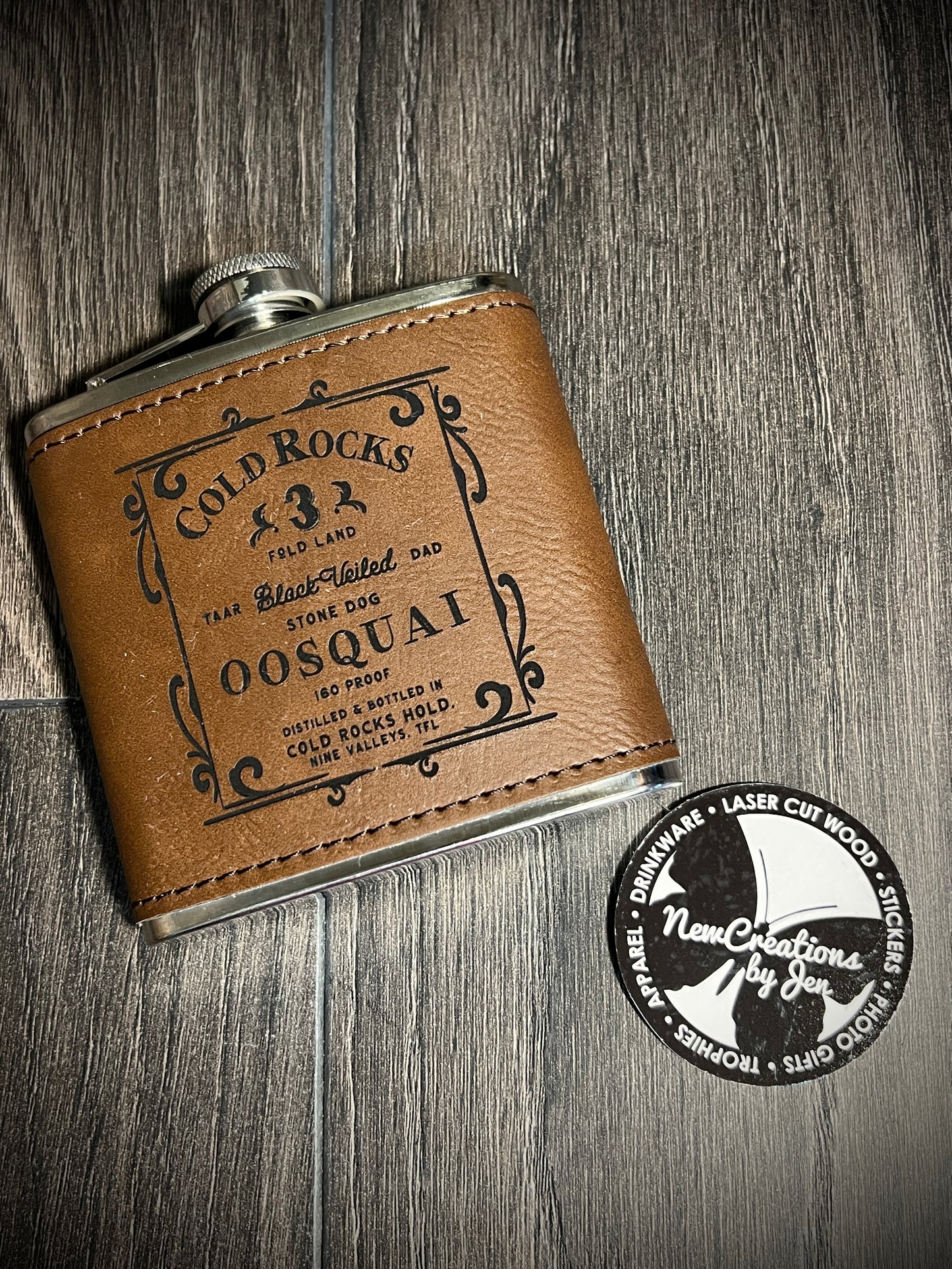 Cold Rocks Oosquai Leatherette Flask