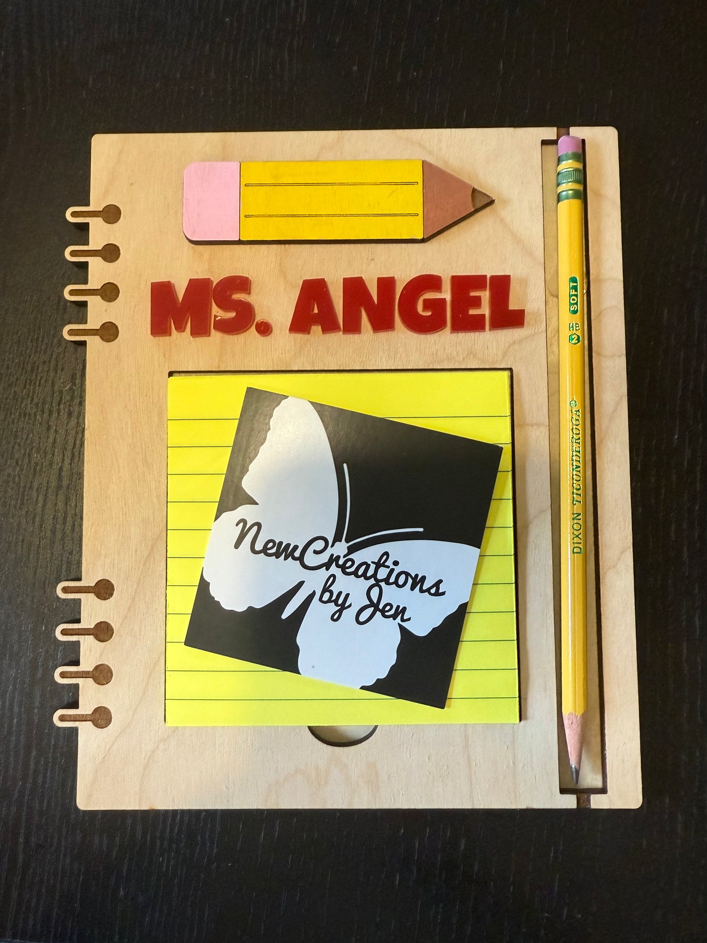 Personalized Wooden & Acrylic Accent Post-it Note Holder