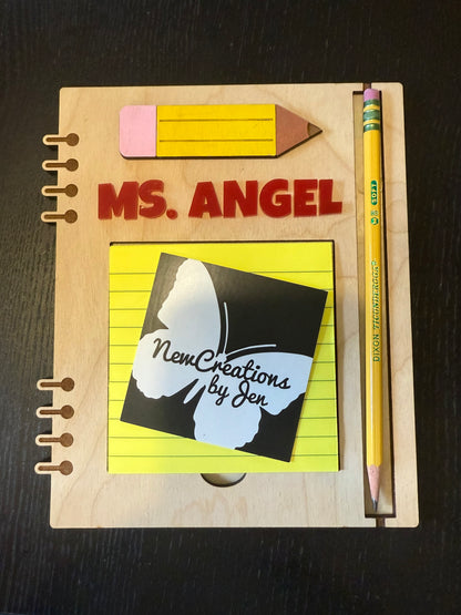Personalized Wooden & Acrylic Accent Post-it Note Holder