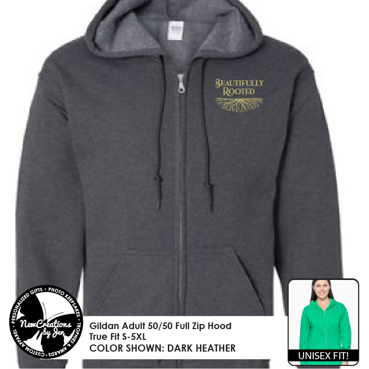Sudadera unisex con capucha y cremallera completa, básica y con raíces hermosas, G186