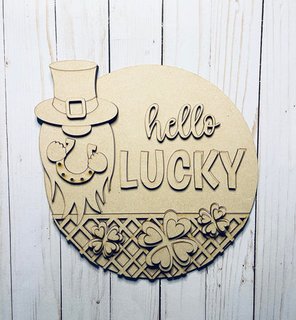 Hello Lucky Leprachaun Sign Kit - Ready to Paint
