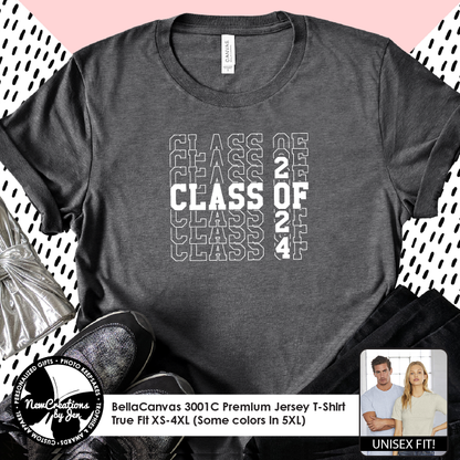 Camiseta premium unisex para estudiantes de último año de la clase de 2024