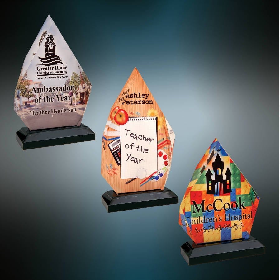 Premio acrílico premium con impresión de diamante a todo color