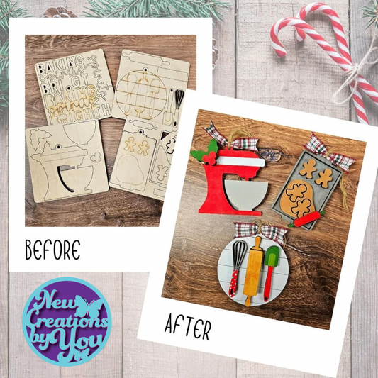 Juego de adornos navideños con recuerdos de repostería