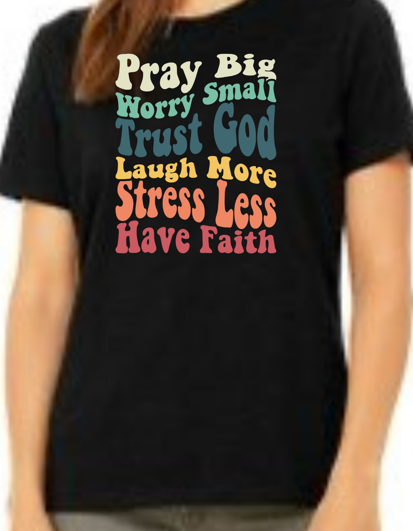Camiseta premium BellaCanvas pequeña Pray Big Worry