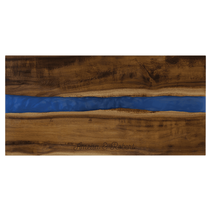 Acacia Serving Board with Blue Pearl Resin — Personalized