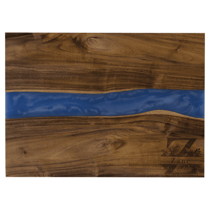 Acacia Serving Board with Blue Pearl Resin — Personalized