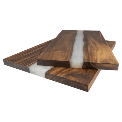 Acacia Serving Board with White Pearl Resin — Personalized