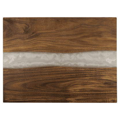 Acacia Serving Board with White Pearl Resin — Personalized