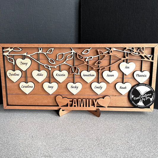 Letrero con marco de corazones colgantes: personalizado y terminado