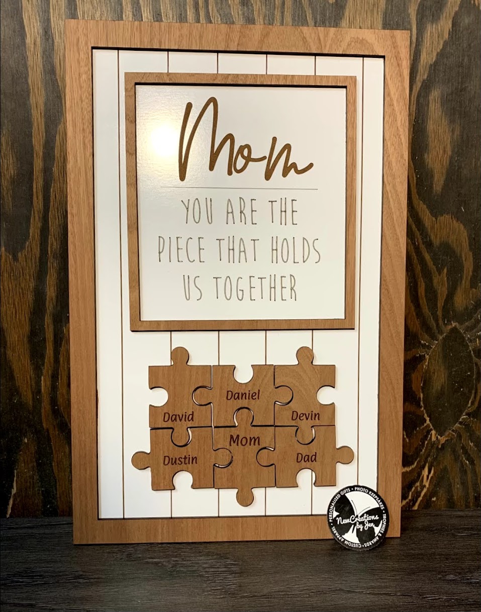 Letrero grande de rompecabezas del Día de la Madre (40,6 x 26,7 cm), personalizado y listo para usar.