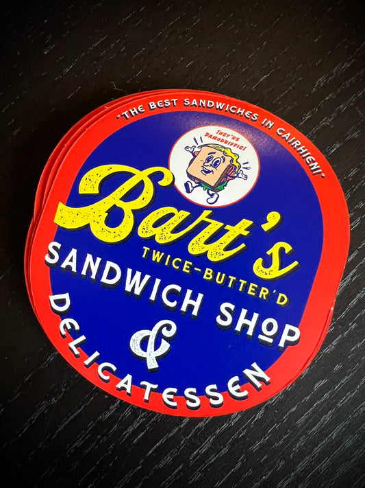 Bart's Sandwich Shop &amp; Delicatessen - Serie Randland Souvenir Pegatina