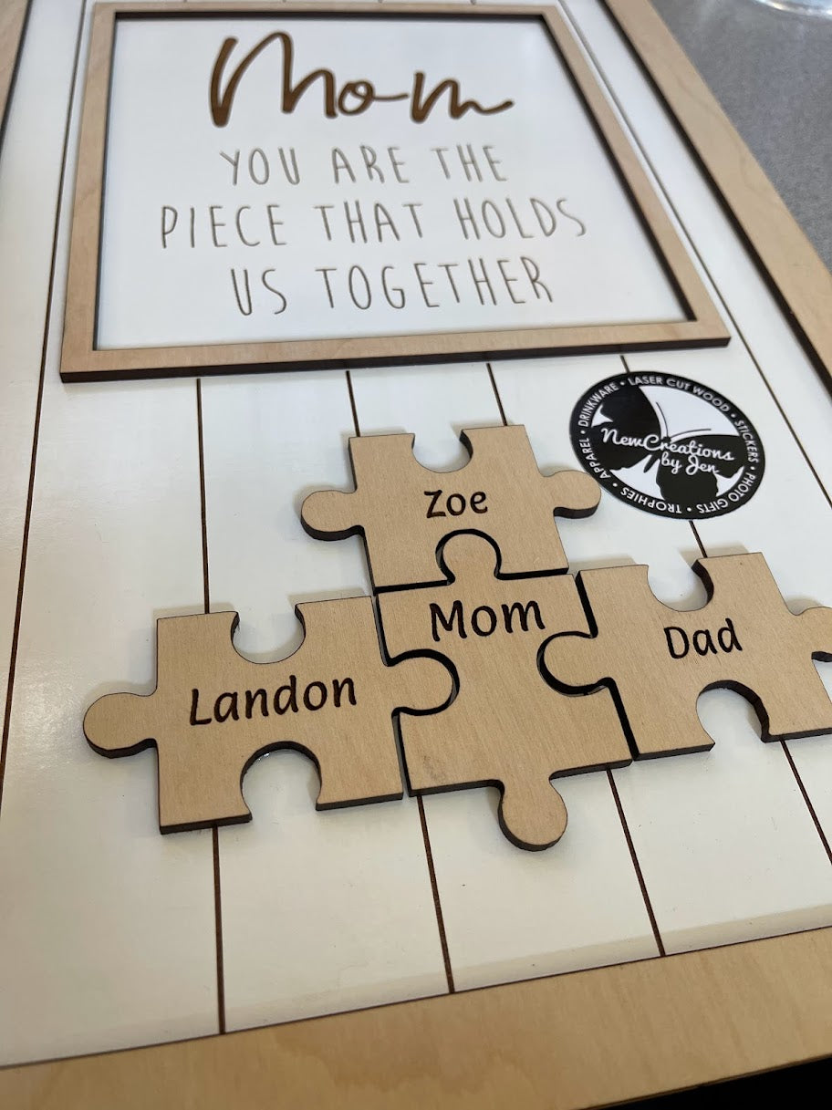 Mother’s Day Puzzle Large 16" x 10.5" Sign - Personalized & Finished