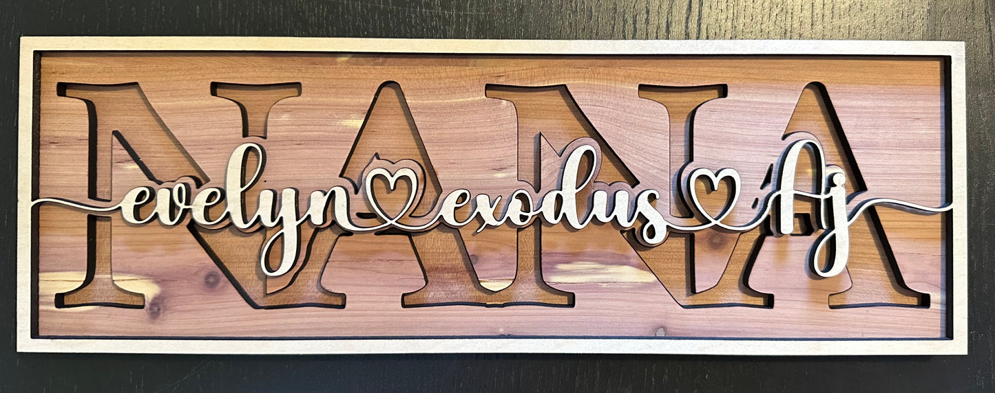 All Natural Wood Mother’s Day Name Sign