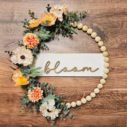 Corona floral de cuentas de 18" - Personalizada - Lista para pintar o terminada