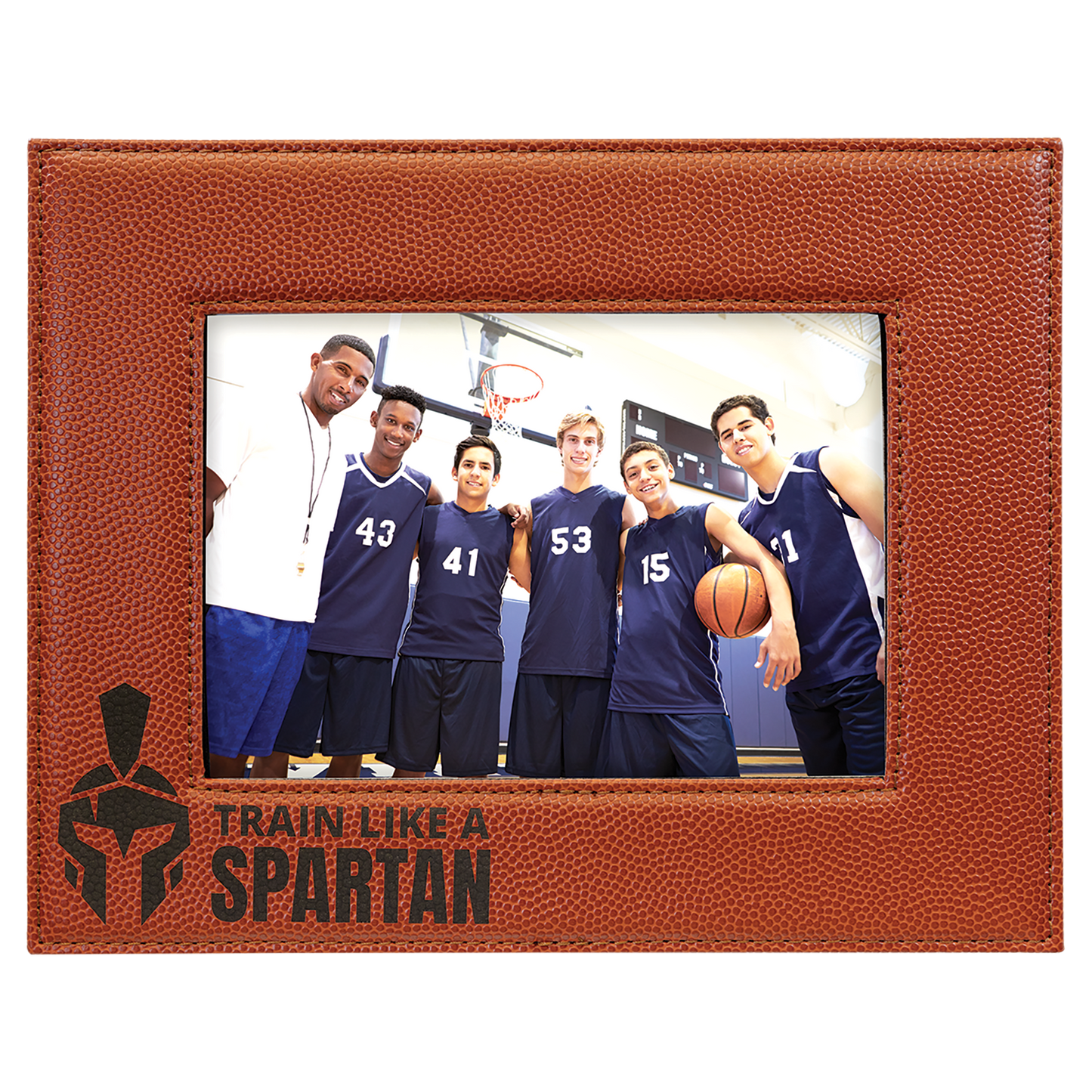 Basketball Leatherette Engraved Photo Frame – Personalized Sports Frame