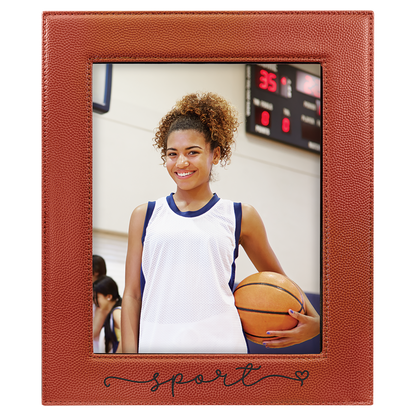 Basketball Leatherette Engraved Photo Frame – Personalized Sports Frame