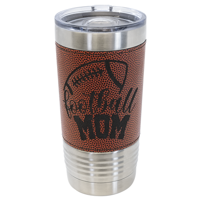 Personalized 20 oz Leatherette Sports Tumbler – Engraved Basketball, Football, Baseball, Softball, Volleyball & Soccer