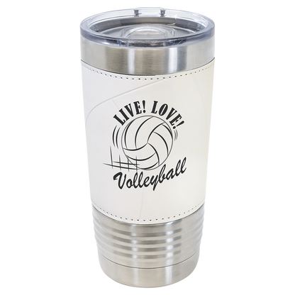 Personalized 20 oz Leatherette Sports Tumbler – Engraved Basketball, Football, Baseball, Softball, Volleyball & Soccer