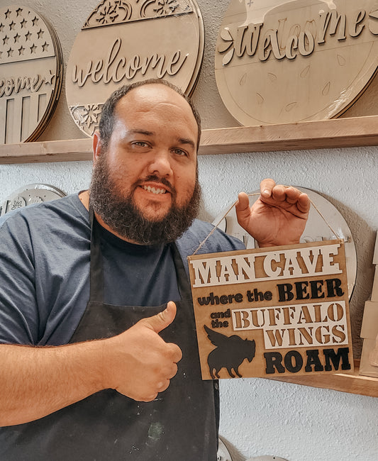 Letrero de 11" x 9" de MAN CAVE