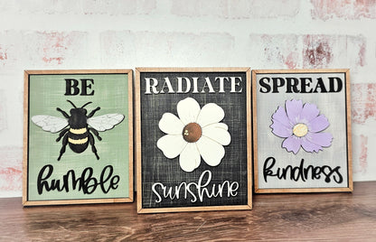 Bees & Blooms Mini Sign Trio