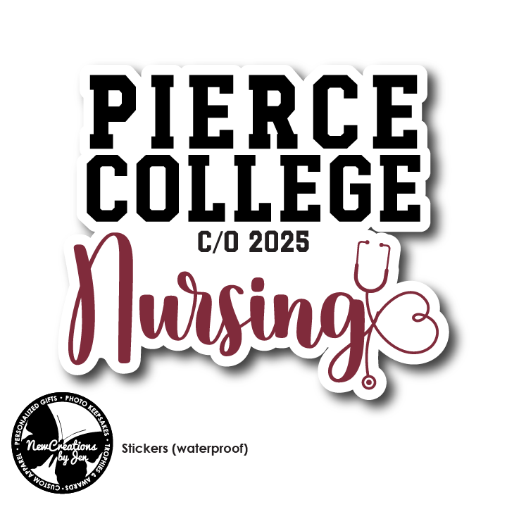 Pierce College Nursing Full Color Waterproof Stickers