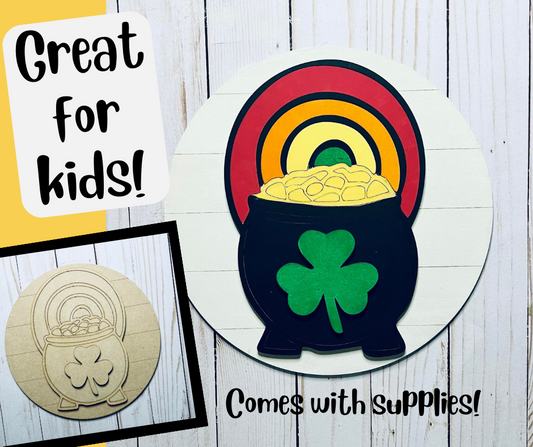 Lucky Pot of Gold New Creations By Kid's Ready to Paint Kit