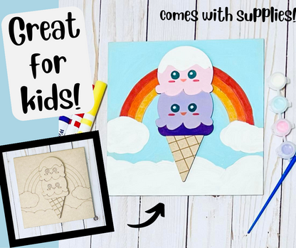 RAINBOW ICE CREAM - New Creations By Kid's Ready to Paint Kit