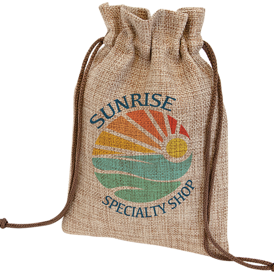 6 1/4" x 9" Burlap Drawstring Bag