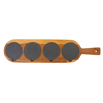Acacia Wood/Slate Flight/Serving Charcuterie Board (No glasses are included)
