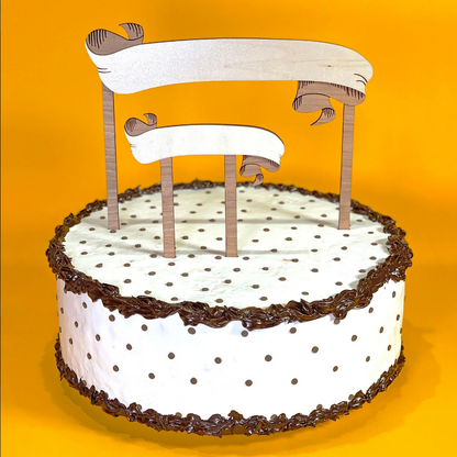 Cascading Banner 3D Cake Topper Engraved