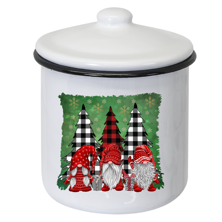 Bote navideño vintage con tapa 
