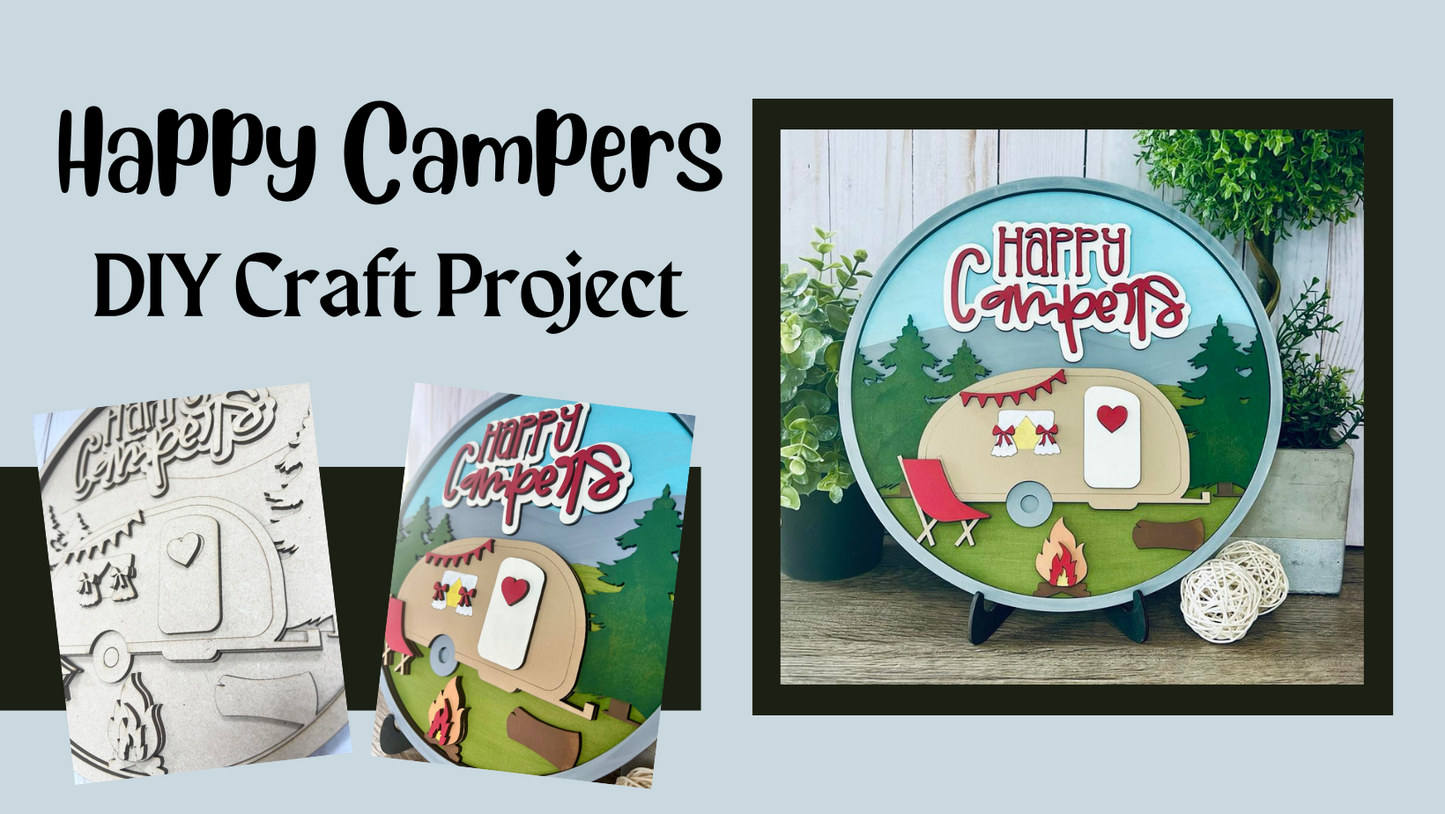 Happy Campers Round Layers Sign Kit - Ready to Paint