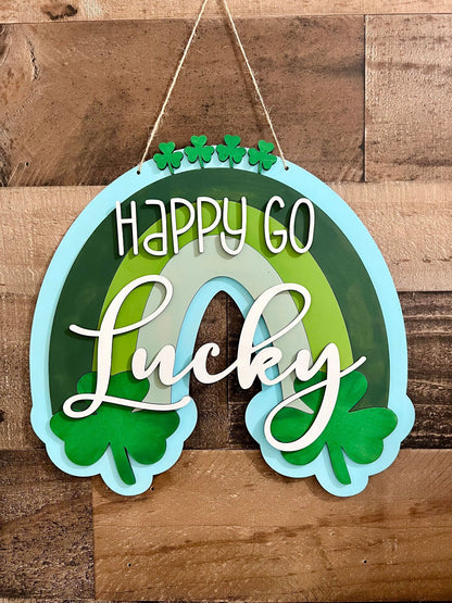 Happy Go Lucky Rainbow Sign Kit - Ready to Paint