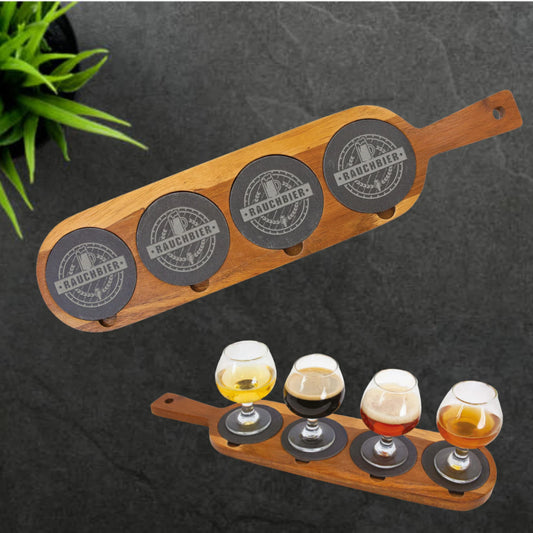 Tabla de servir charcutería de madera de acacia/pizarra (no incluye vasos)