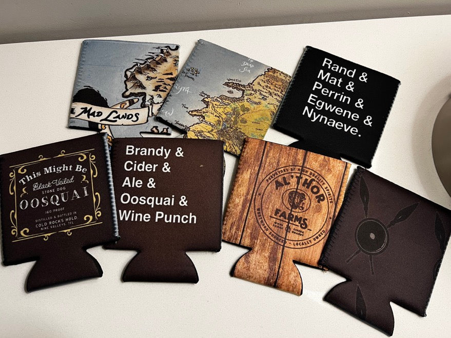 Koozies inspirados en la Rueda del Tiempo